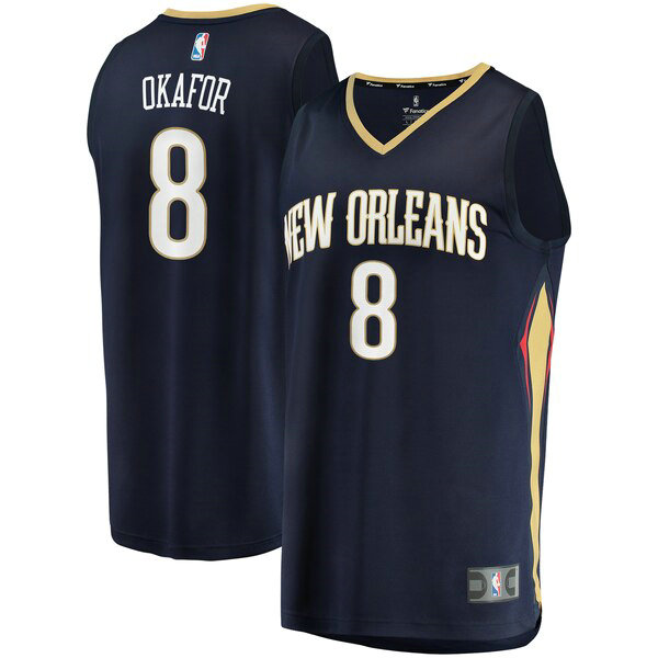 Maillot New Orleans Pelicans Homme Jahlil Okafor 8 Icon Edition Bleu marin